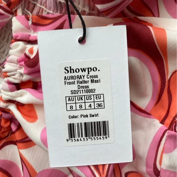 Auroray Cross Front Halter Maxi Dress in Pink Swirl - Picture 12 of 14